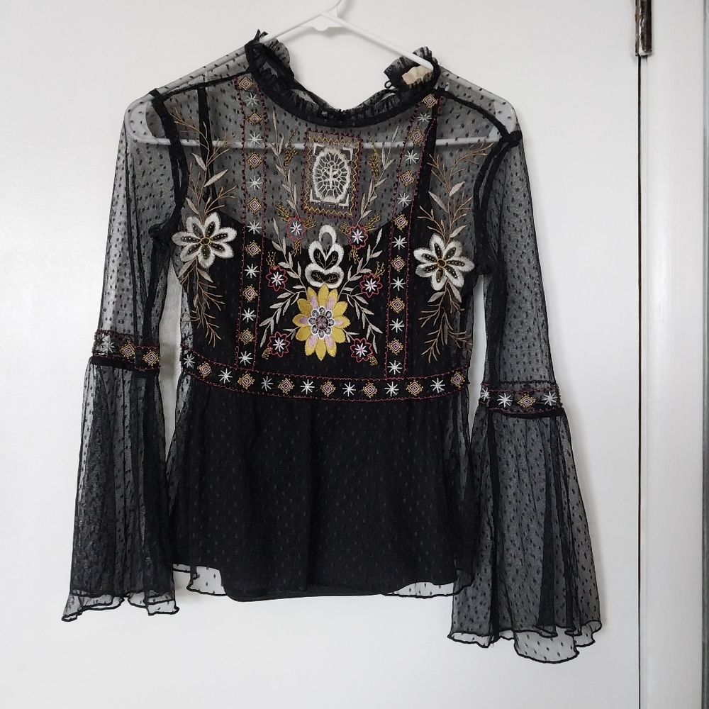 Sheer Embroidered Top from Altar'd State Size XS